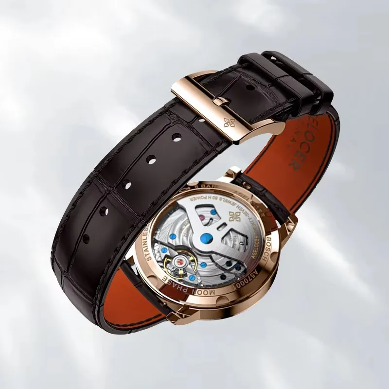 AGELOCER Original montre d'astronome hommes d'affaires de luxe montre en or automatique mécanique Phase de lune montre cadeau d'anniversaire pour hommes