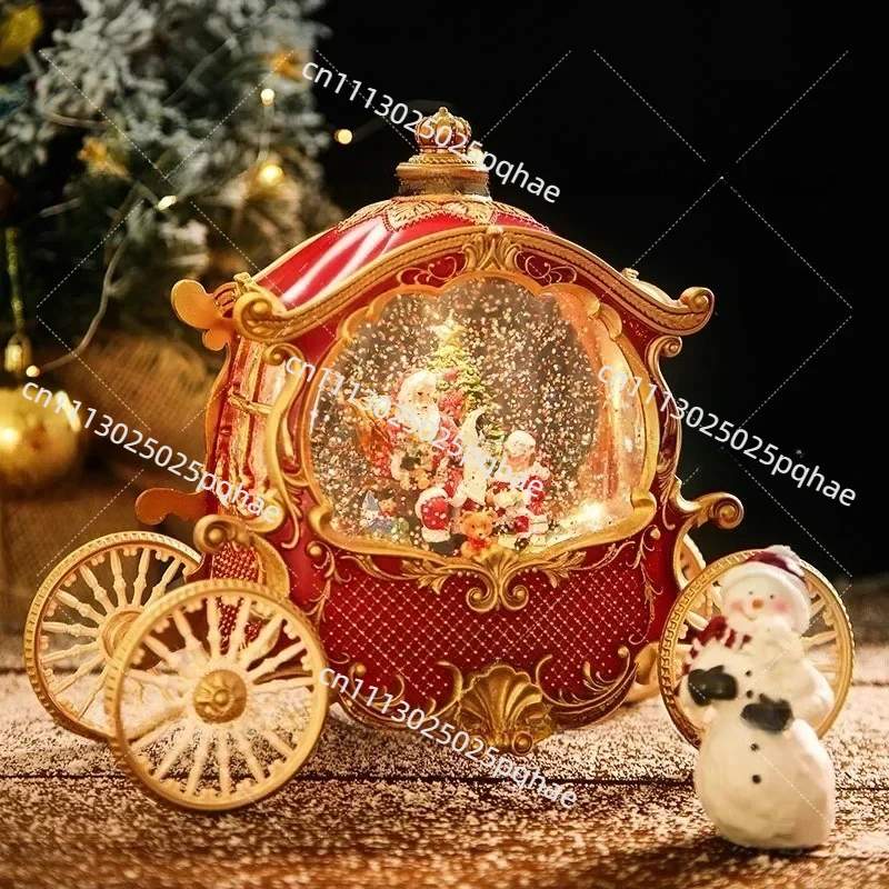 Christmas Eve Santa Carriage Crystal Ball Music Box, High-end Snow Globe Musical Box Kids Birthday Gift