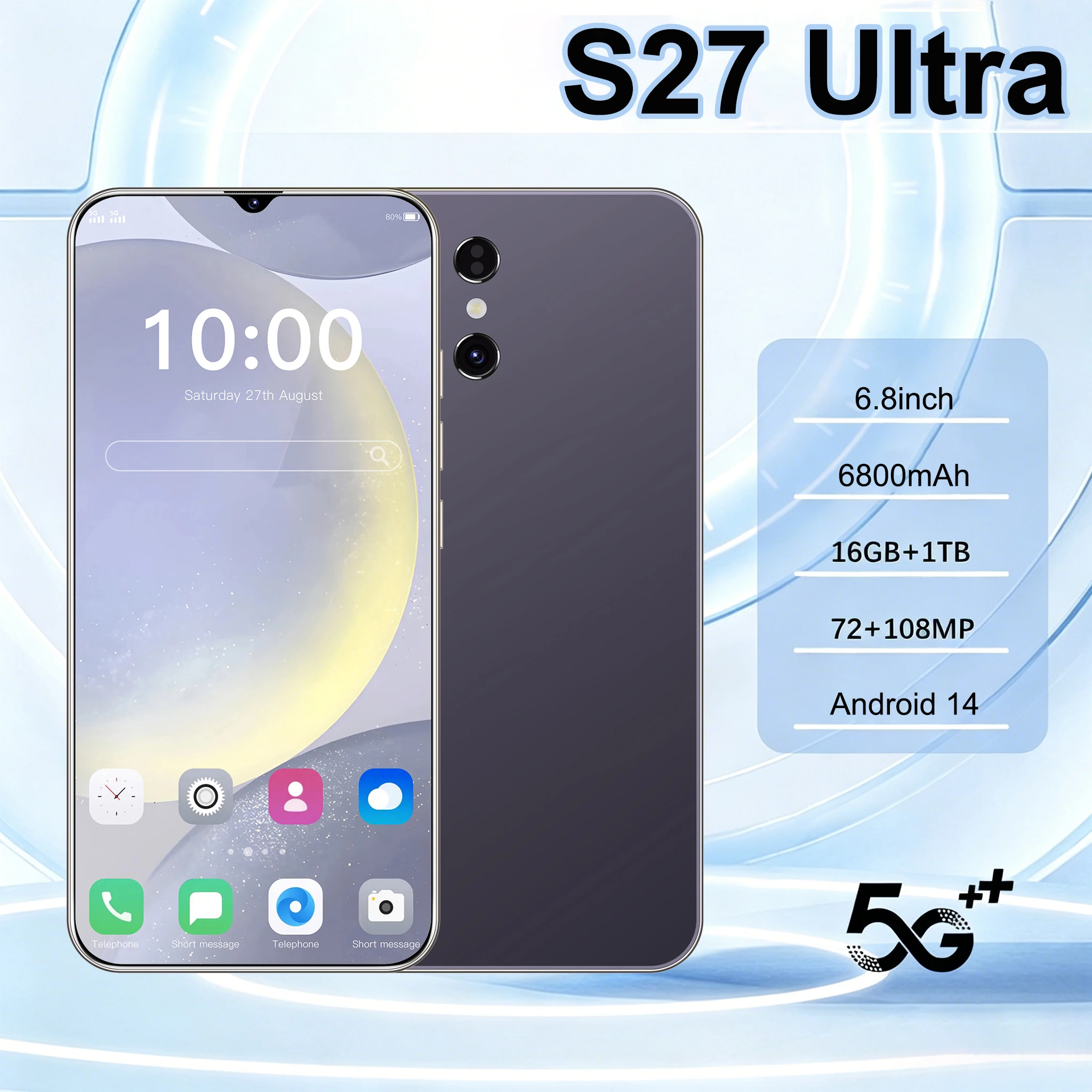 

New 2026 High Quality S27 Ultra Original Intelligent 4G 5G Dual Card Dual Standby System Global Version 6800mAh Battery Arrival