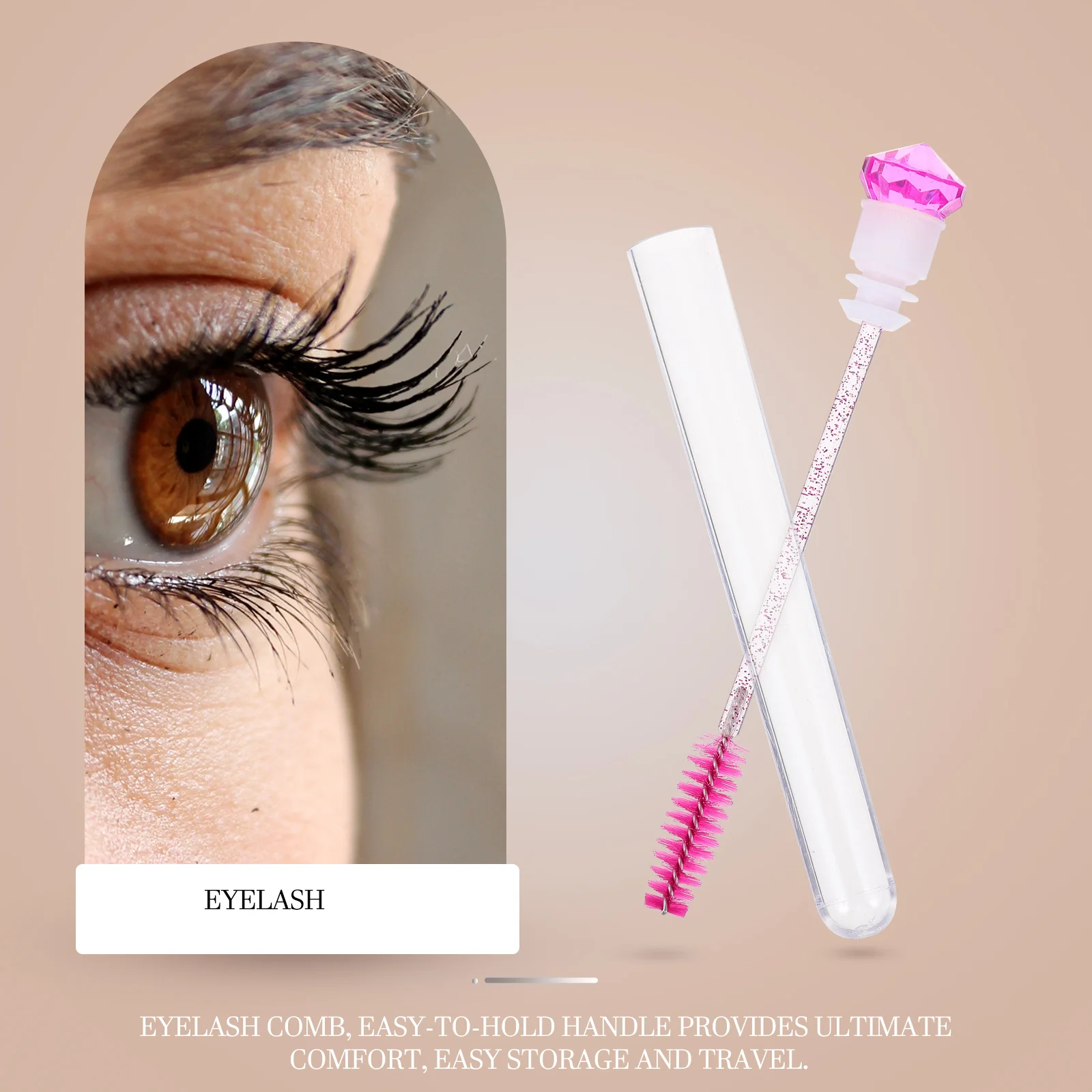 Brosse à mascara en diamant, tube à cils, baguettes de maquillage, peigne à sourcils, applicateur, 8 pièces