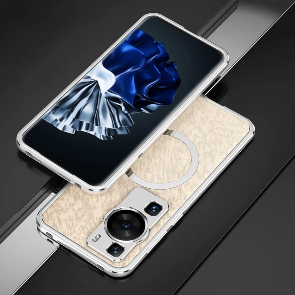 Aluminum Metal Bumper for Huawei P60 Pro and P60Pro, Aurora Dual Color Border, Lock Screw Cover, Case Carmera + Frame Protector