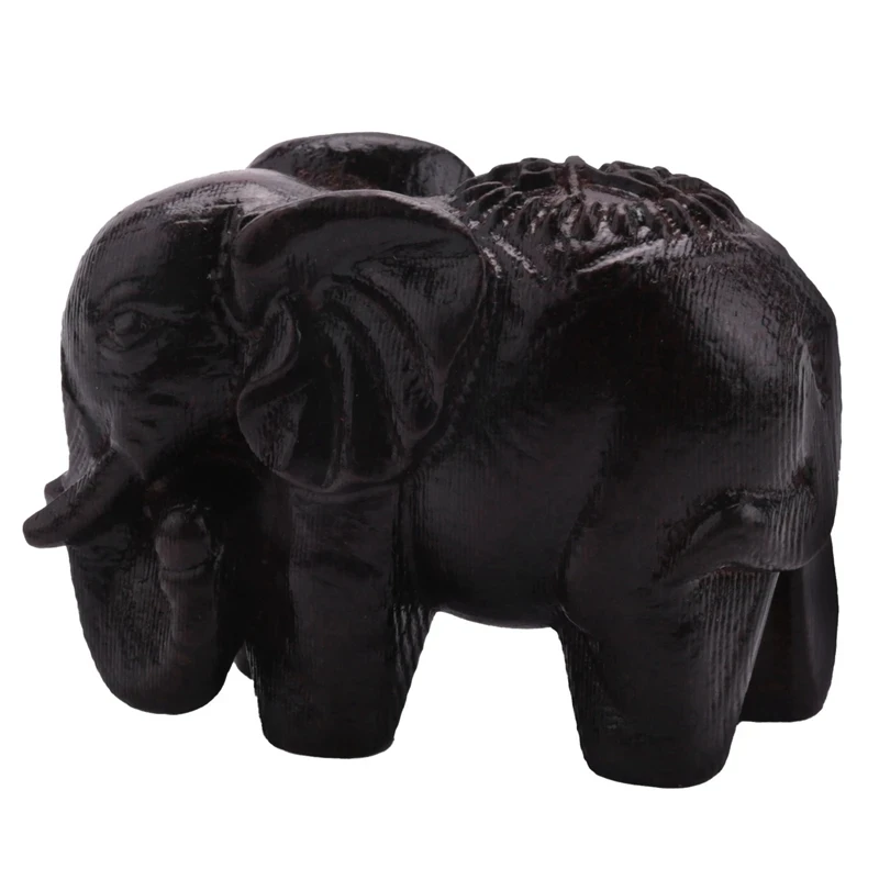 Small Wood Elephant Figurine,Miniature Wooden Carving Lucky Elephant Animal Ornaments For Living Room Home Decoration gift