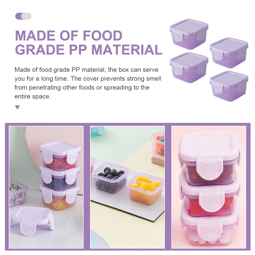

4pcs Transparent Storage Containers Fresh-Keeping Box For Vegetables Fridge Container Sealed Design Baby Food Jars Mini