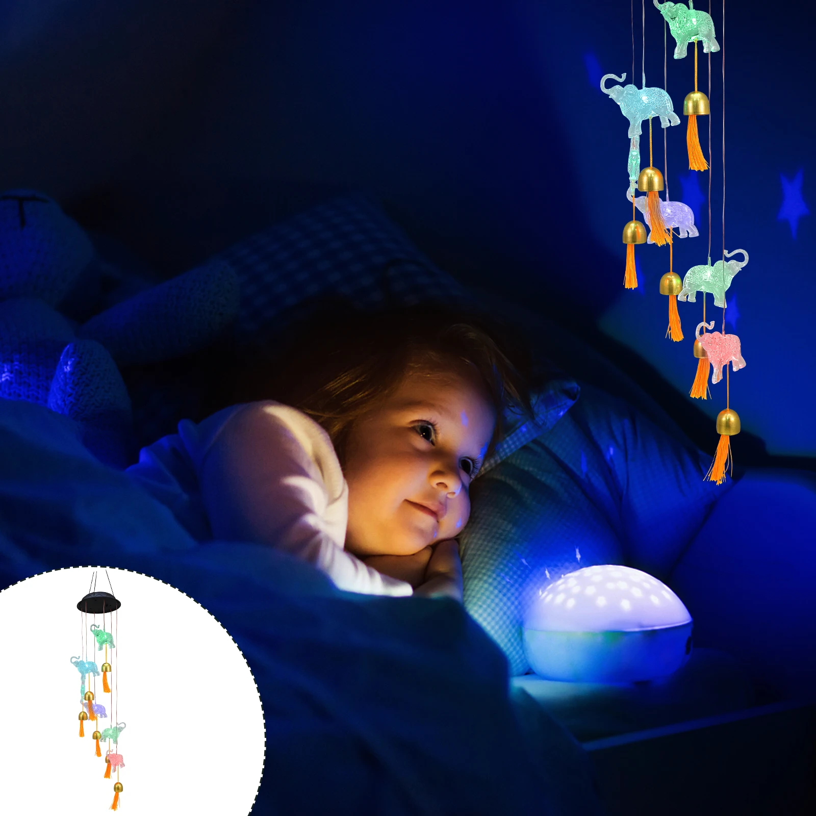 

Elephant Wind Chime Lamp Solar Chimes for Outdoors Decor Led Light outside Decorations Garden