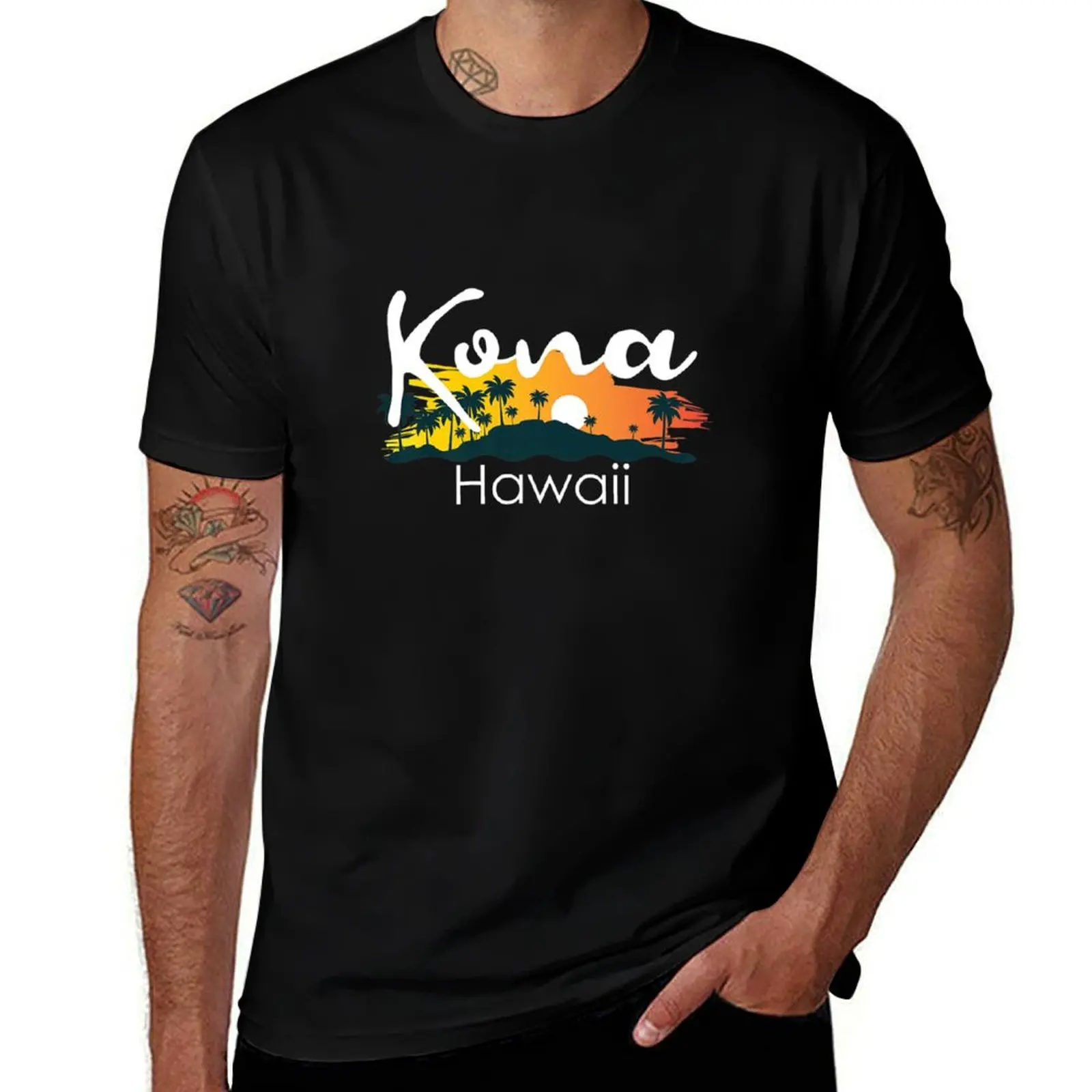 Kona Hawaii Hawaiian Islands Surfing Beach Ocean Aloha Футболка премиум-класса с синим замком Мужская футболка наряды для мужчин