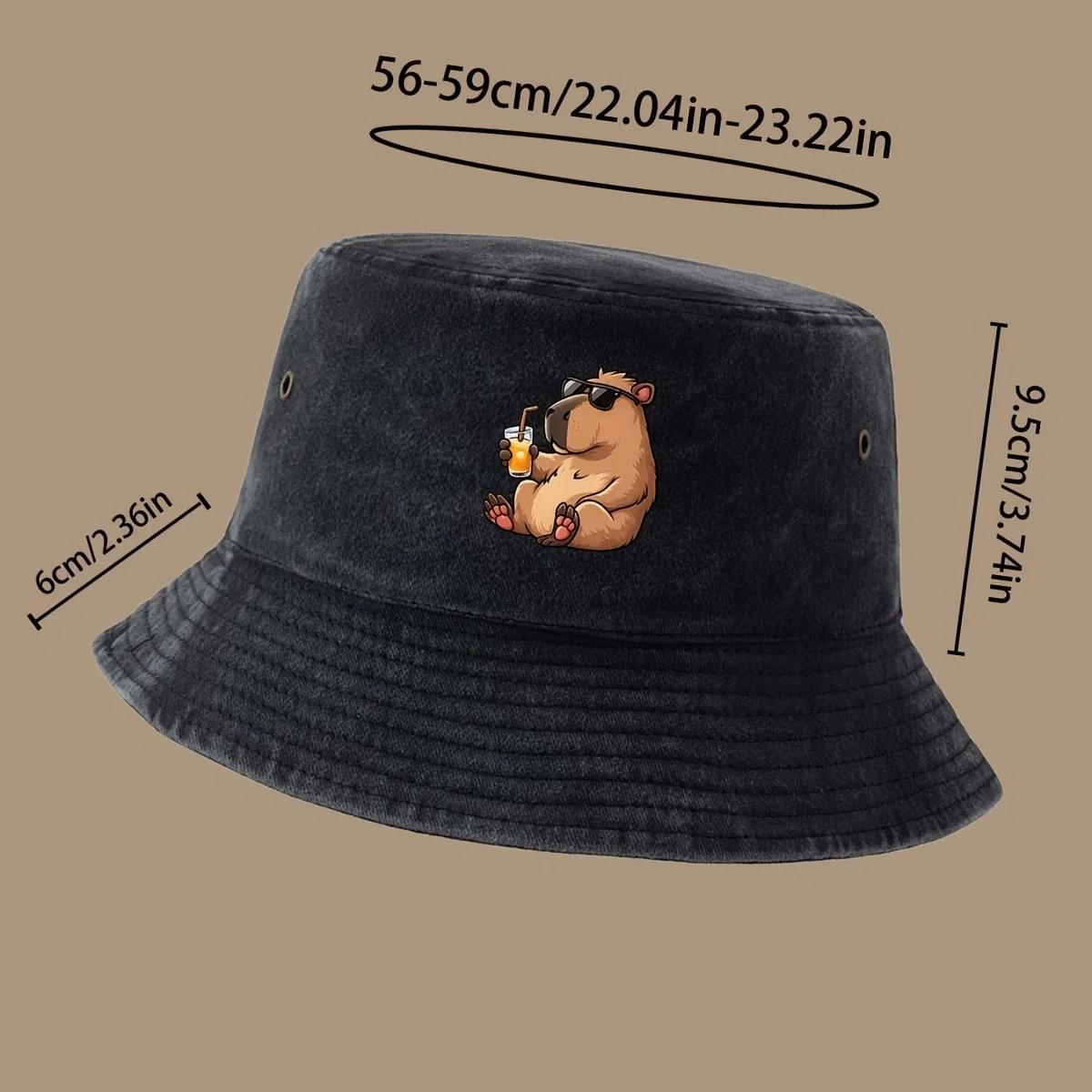 Vacation-style Feng Shui Guinea Pig Pattern High-Quality Printed Bucket Hat, Lightweight and Foldable, Suitable for All Seasons,
