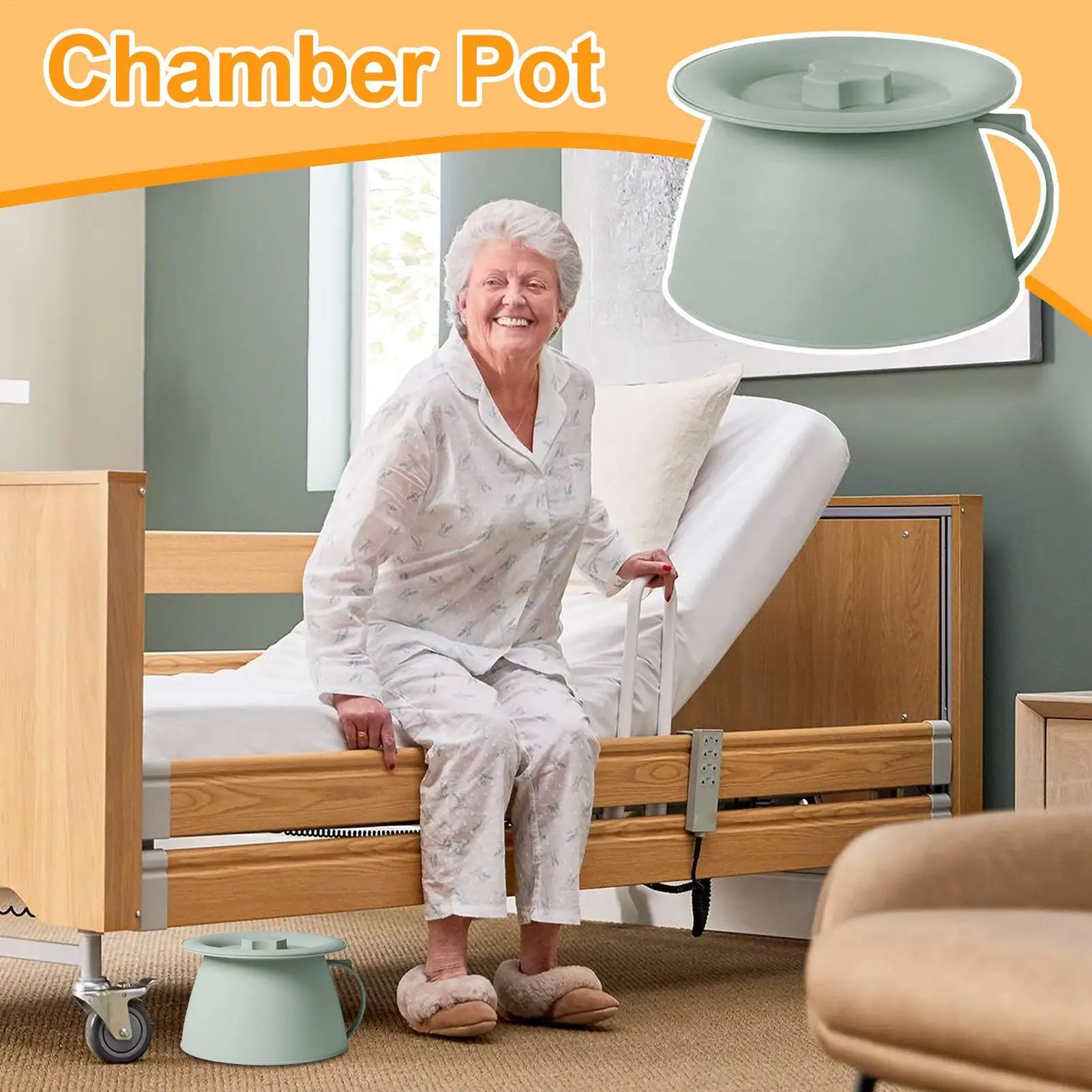 Chamber Pot 1.5L Portable Urine Potty With Lid And Handle Bedpans Potty for Wife Son Husband Friends Daughter Women Teens Family
