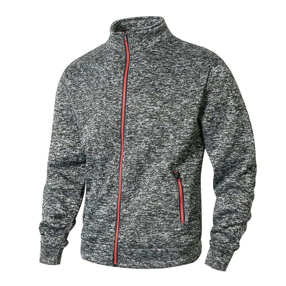 Herren-Cardigan mit Stehkragen, lässiges Frühlings- und Herbst-Sweatshirt mit Reißverschluss für Herren – Detail 6