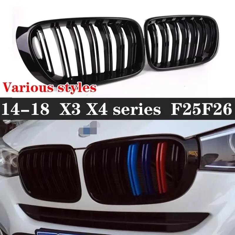 

For BMW X3 X4 F25 F26 2014-2018 Kidney Grille Glossy Black ABS M Style Color Plastic Front Bumper Auto Decor Grill body kit