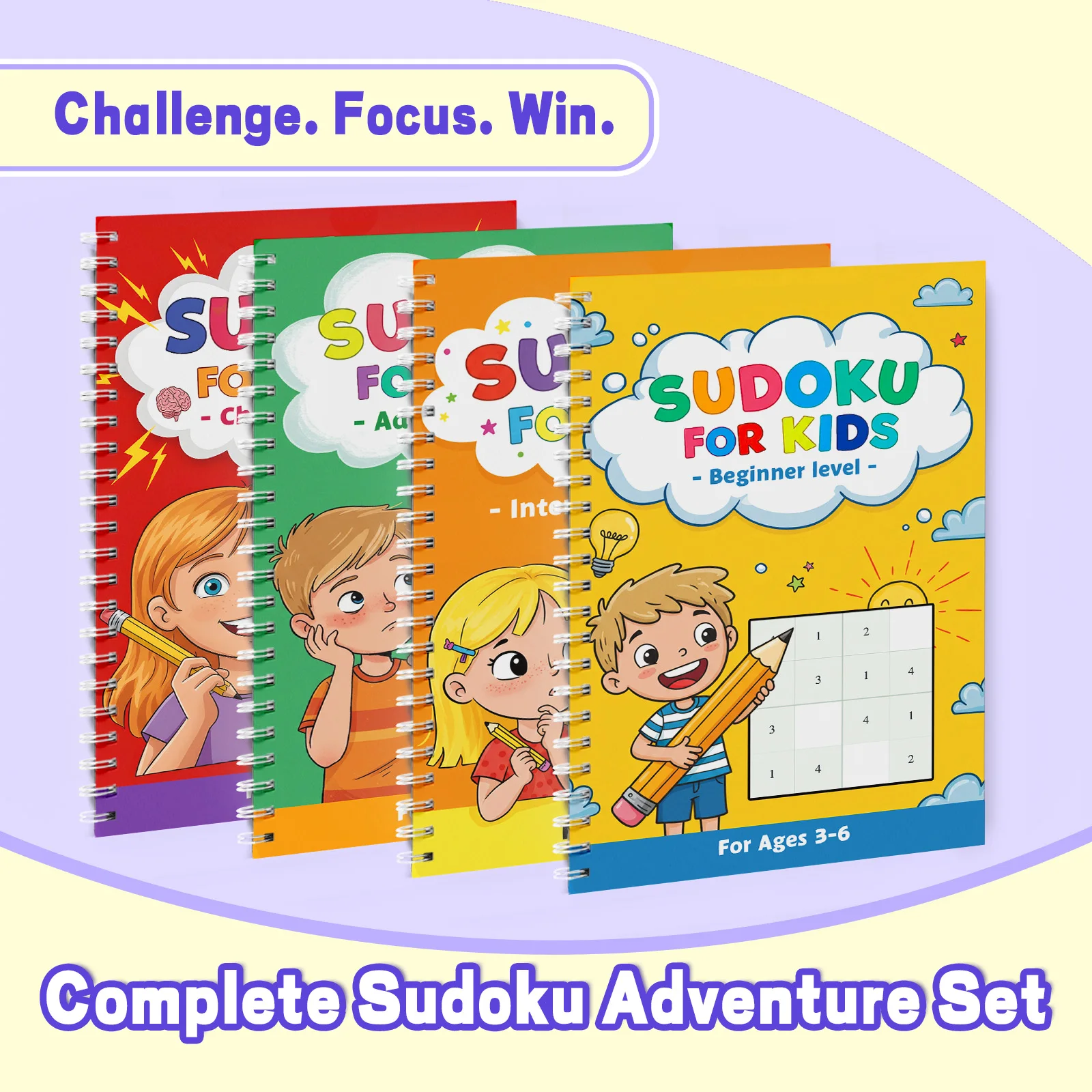 Kids Early Education Sudoku Puzzle Book, Brain Teaser Logic Game Workbook, Number Reasoning Training Book for Toddlers