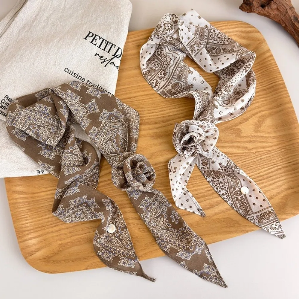 

Новый шарф с цветочным узором в горошек, элегантный дизайн с точками, шарф с розами, легкая поясная цепочка, ранняя весна