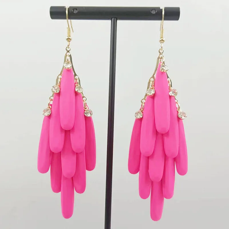 Exaggerated Acrylic Tassel Long Drop Earrings For Women Holiday Party Fashion Jewelry Ear Accessories AE030