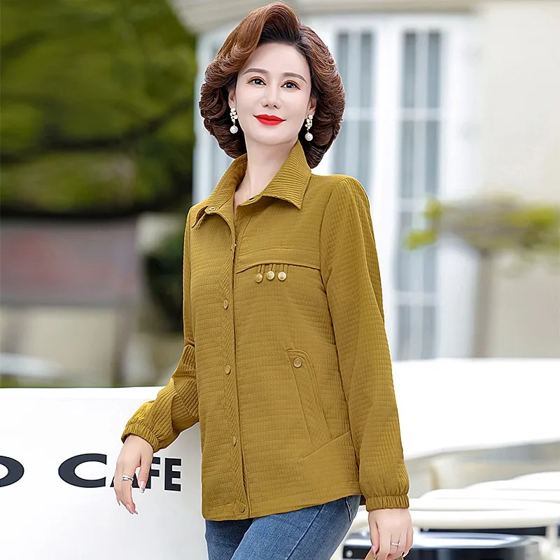 Fashion Spring Autumn Casual Coats Female Long Sleeve All-match shirt collar Single-breasted Jackets Women's Clothing