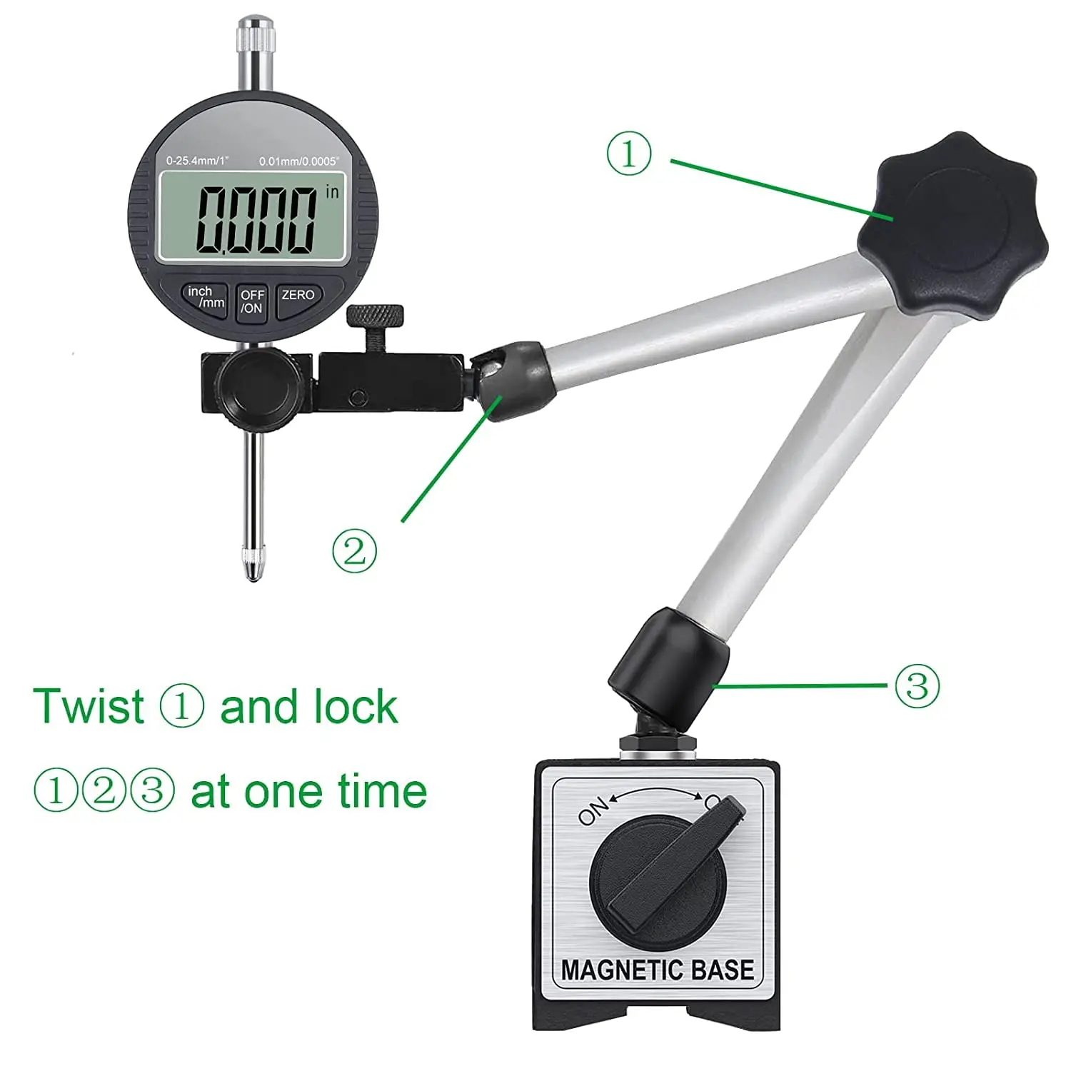 Imagem -02 - Digital Dial Medidor Indicador e Base Magnética Metric Conversion Measuring Tool para Impressora 3d 01 254 mm