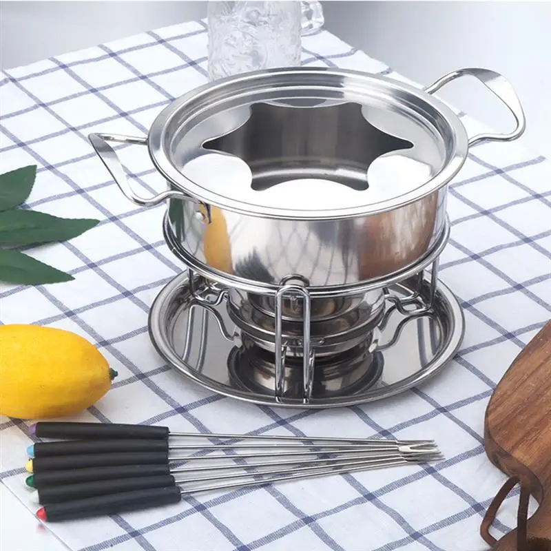 Stainless Steel Chocolate Butter Melting Pot Cheese Fondue Set Wax Melting Boiler Pot Handmade Soap Making Kit