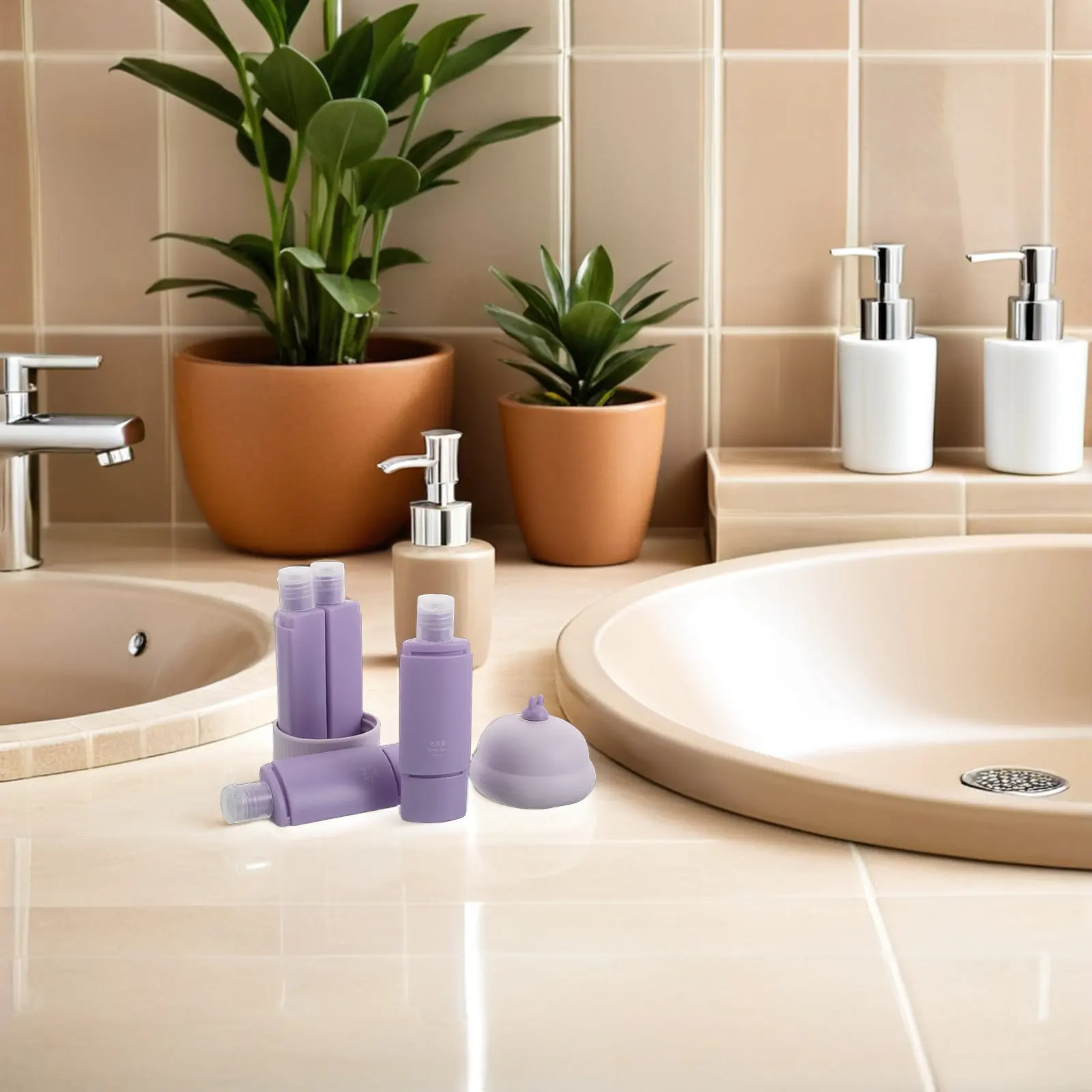 2Pcs Travel Bottles Set Silicone Leakproof Squeeze Containers Toiletries Kit 60Ml Refillable Travel Shampoo Shower Dispenser