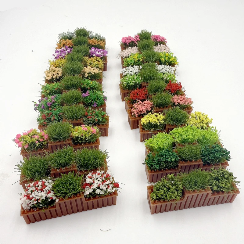 2 pezzi Simulazione città strada letto di fiori modello giardino edificio materiale greening layout paesaggio treno decorazione stradale ferroviario