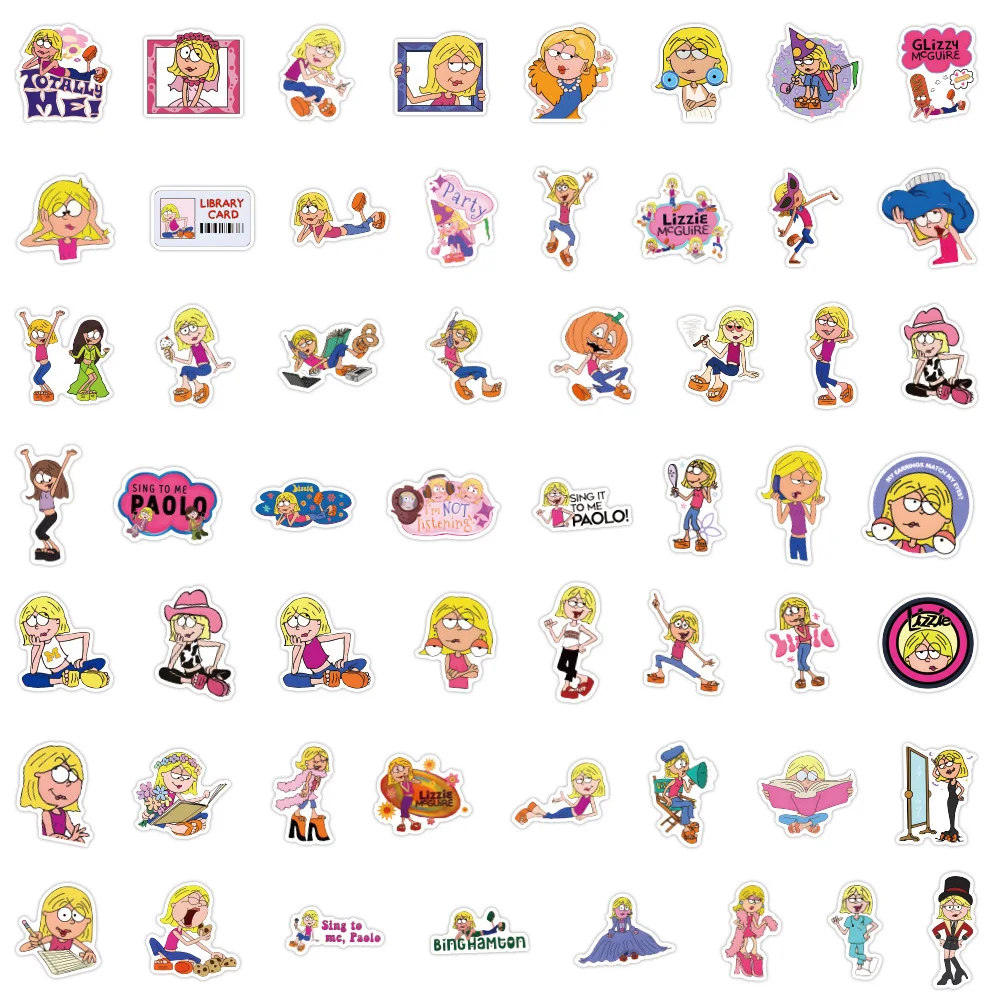 10/30/50pcs Cute Disney Anime Lizzie Mcguire Stickers for Kids DIY Laptop Diary Funny Girls Cartoon Decals Sticker Kids Gift Toy