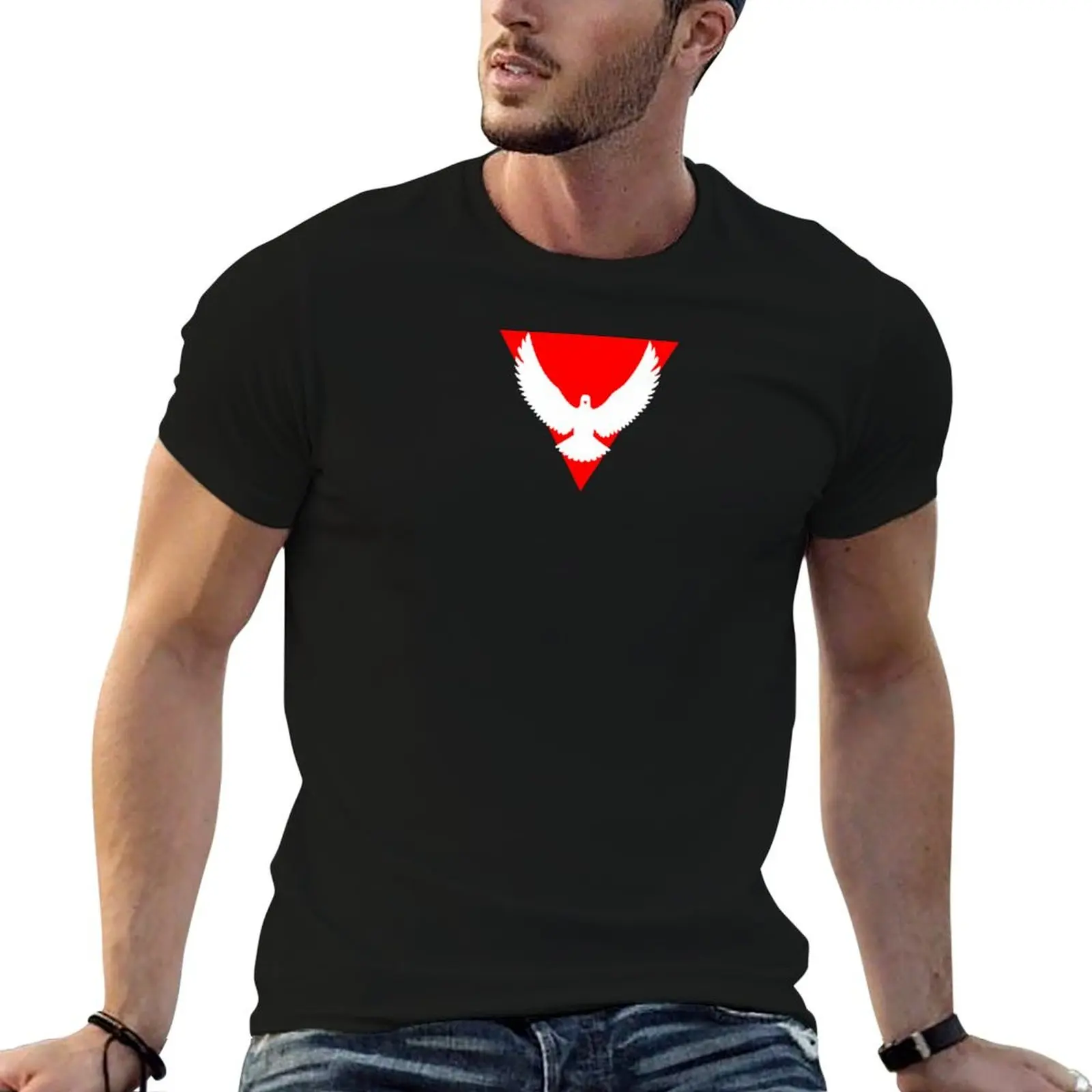 Inverted Red Triangle Dove T-Shirt plus size tops graphic tee shirt mens fashion