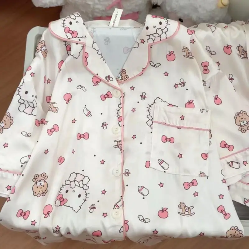 

Sanrio Hello Kitty Short Sleeve Shorts Pajamas Set Soft Cotton Women Homewear Super Cute Cartoon Instagram Style Beautiful Girl