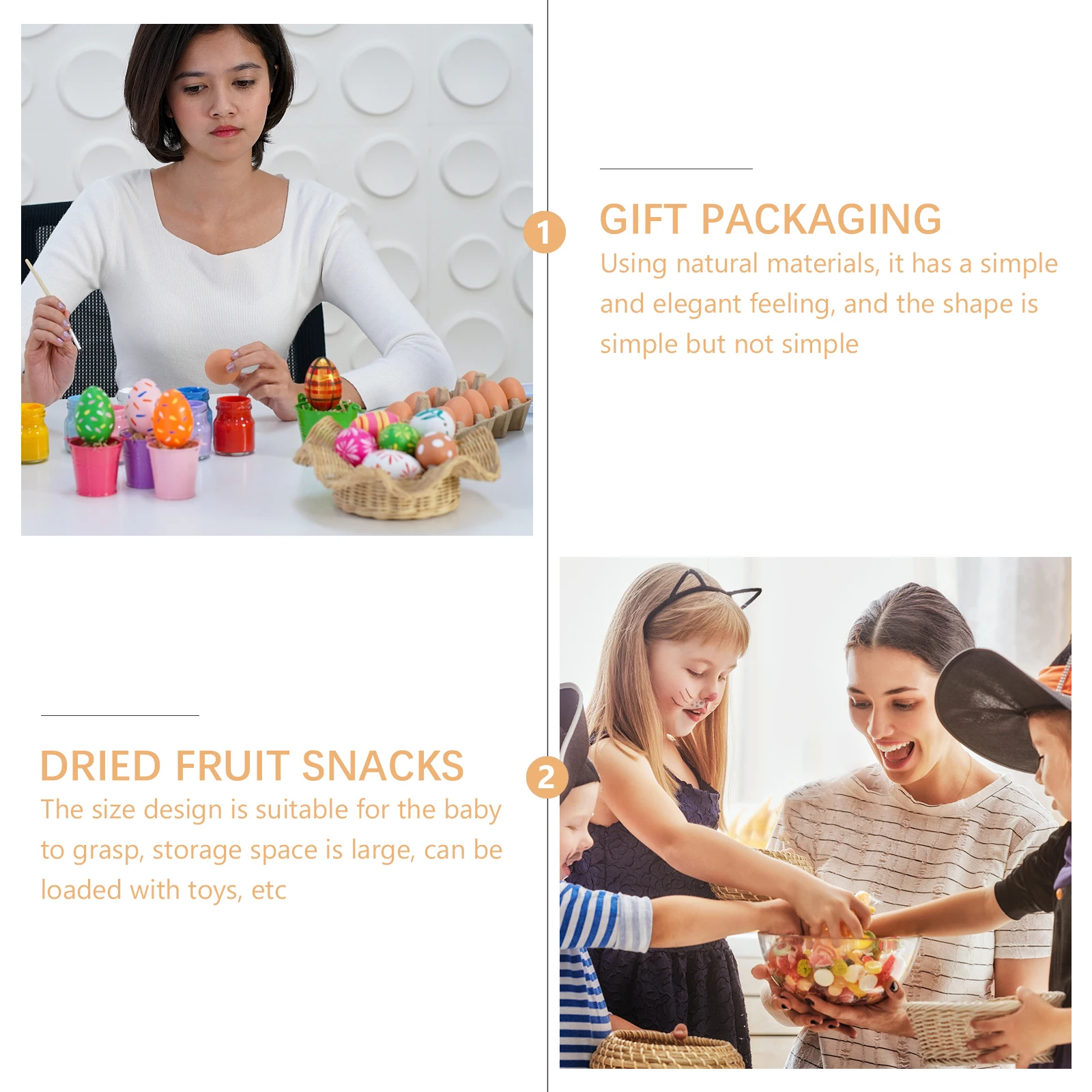 3 قطع صغيرة من سلة الزهور المنسوجة يدويًا، لعبة منزل اللعب، هدية حلوى محمولة