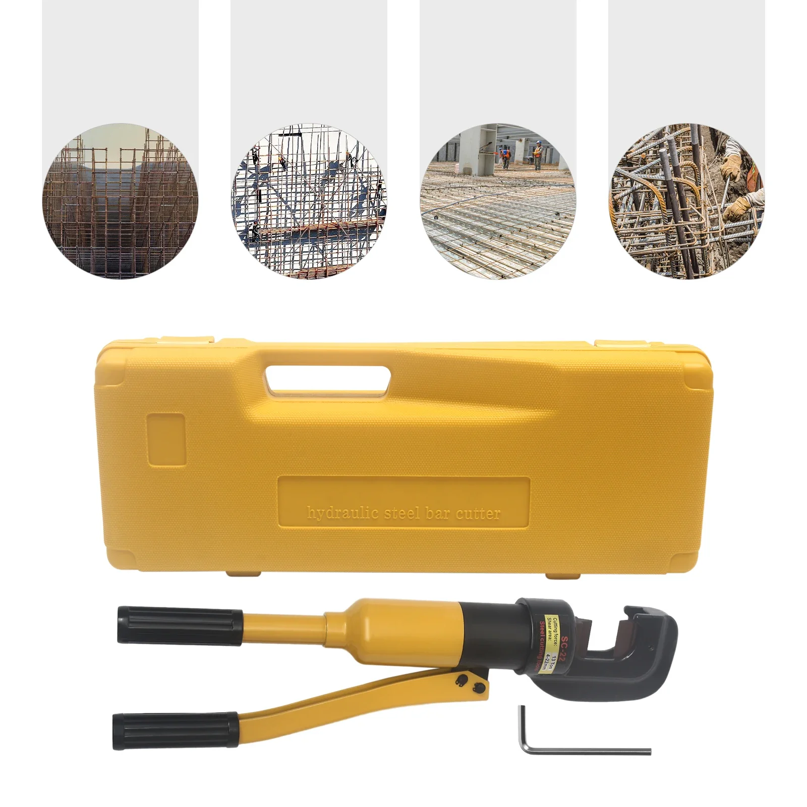 

Портативный гидравлический резак 8T, стальной резак, гидравлический болторез 4 мм-16 мм с корпусом и шестигранным ключом, C-образная головка, диапазон резки 0,16-0,63 дюйма