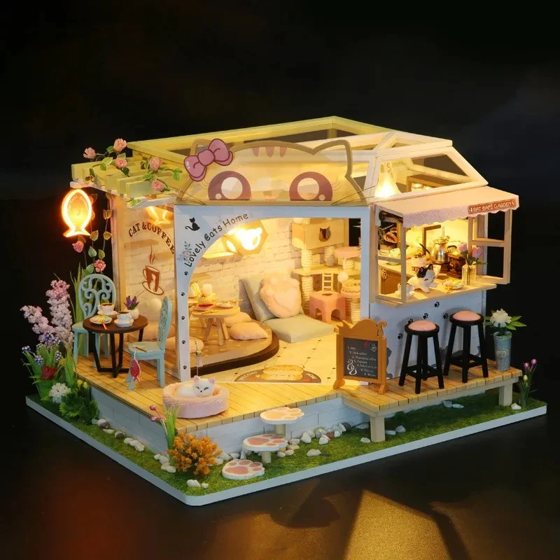 

Handmade DIY 3D assembly models for dollhouse kittens, backyard houses, children's toys, girls, teenagers, and adults Gift P535