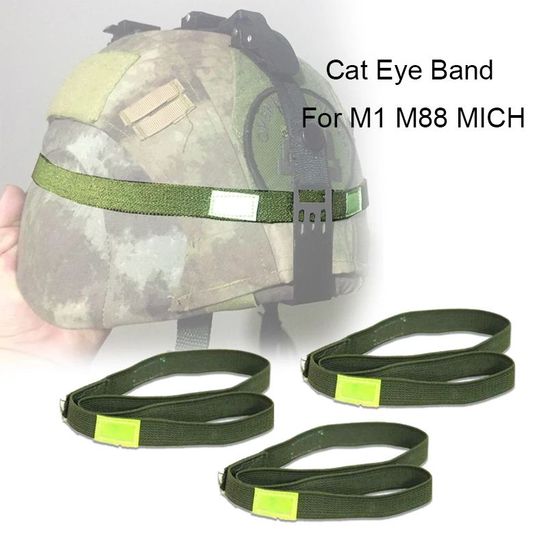 3pcs Helmet Special Luminous Cat Eye Band Reflective Elastic Band For M1 M88 MICH Outdoor Climbing Combat Games Helmet Accessory