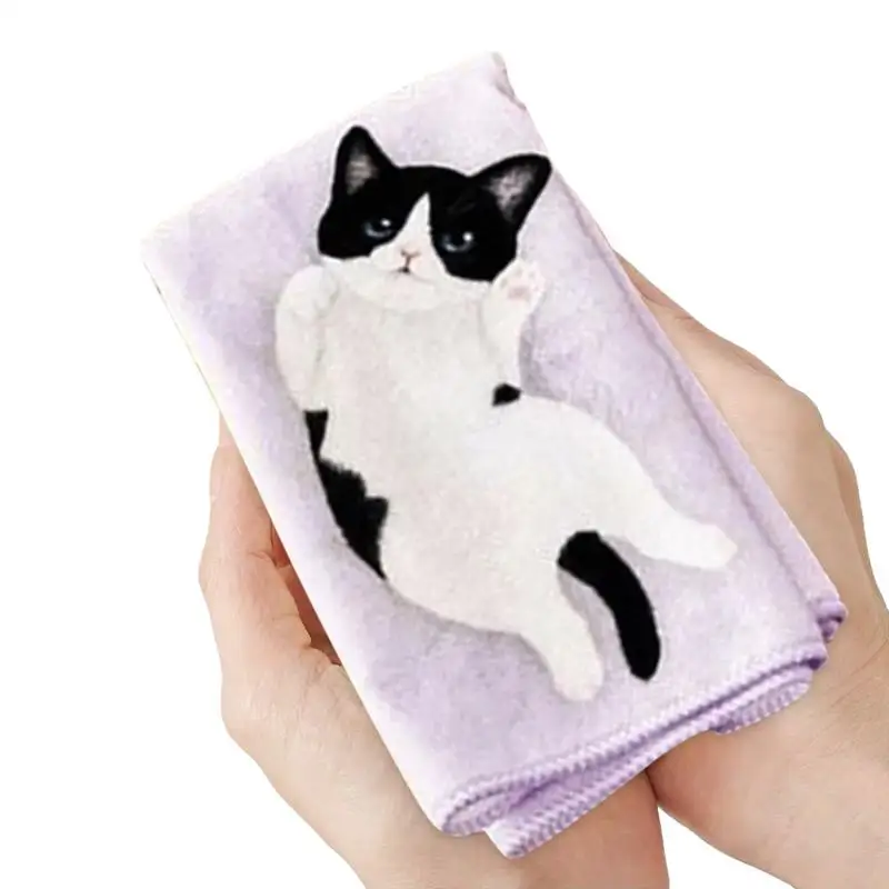 Sweat Absorbing Handkerchiefs cat hand towels For Bathroom Soft Small Hand Towel Small Handkerchief For Kitchen Bathroom Gym