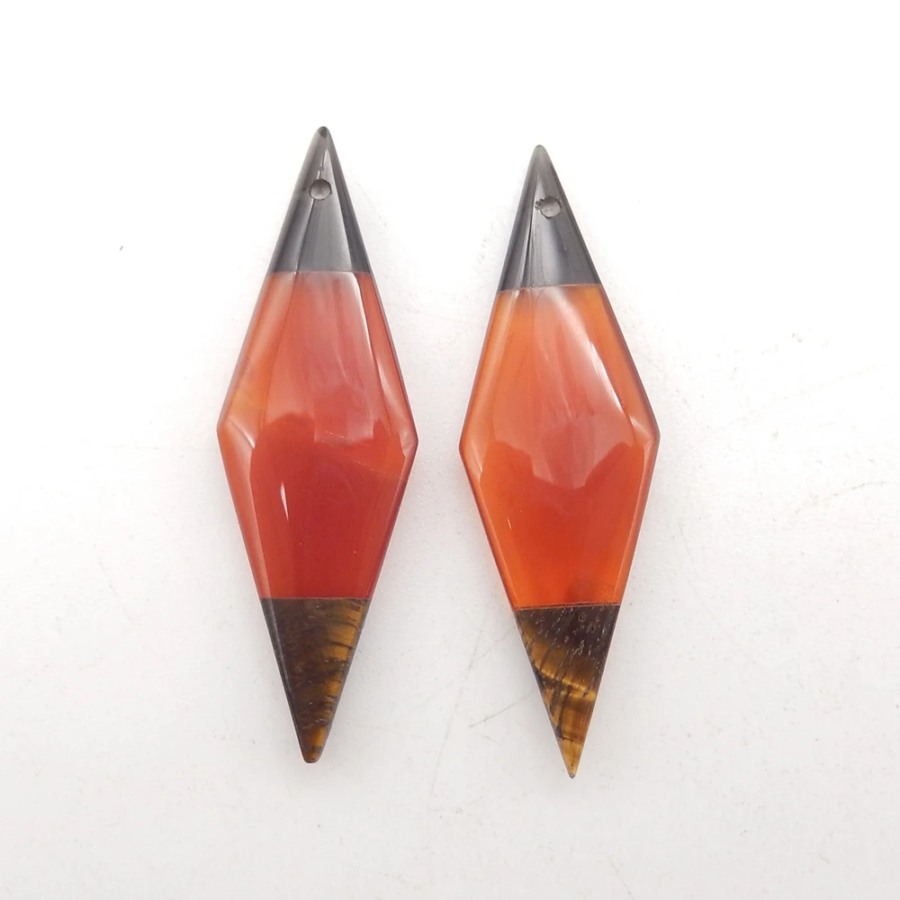 Natural Obsidian,Red Agate,Tiger-Eye Intarsia Marquise Earrings Bead For Women,DIY Semi-precious Stones Jewelry Accessories