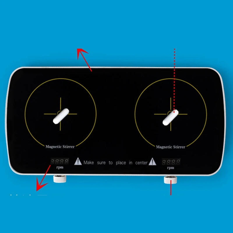 Pengaduk magnetik Digital Mini dengan batang pengaduk, 2 Mixer Lab Panel kerja independen, kapasitas 1L + 1L, kecepatan penyesuaian 4000RPM
