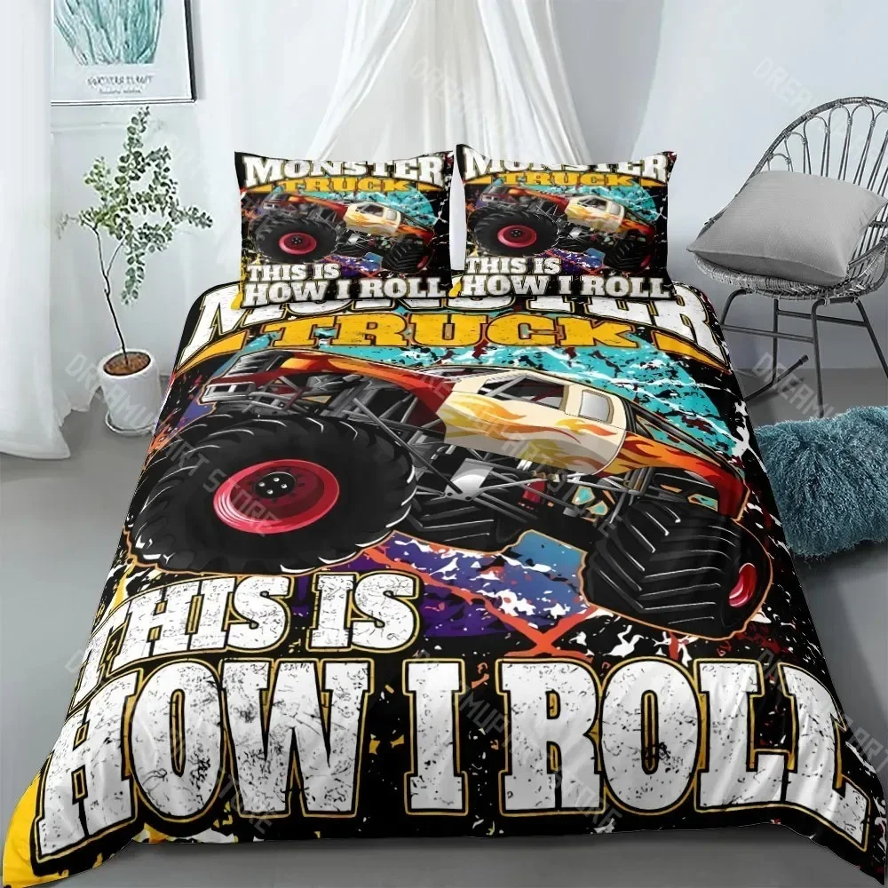 

Пододеяльник Monster Trucks, наволочка Monster Jam, комплект постельного белья для взрослых и мальчиков, украшение для спальни, подарок для мальчиков, один Twin King Size