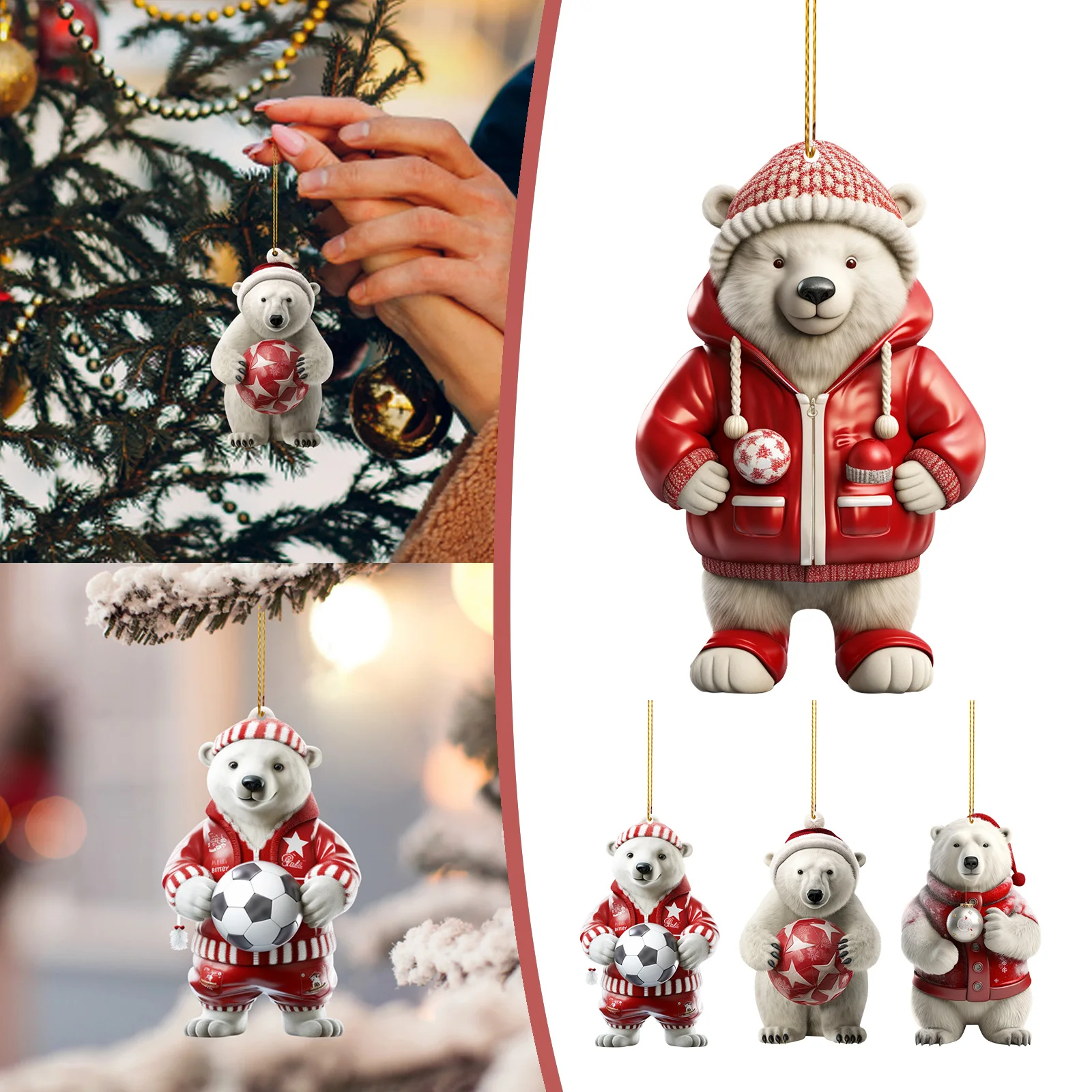 2024 New Year'S Eve Decorations Cute Polar Bear Christmas Scene Decoration Christmas Hanger House Christmas Scene Decoration