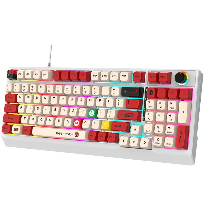 Verdrahtete k98 mechanische Tastatur 98-Tasten zweifarbige Kunststoff heiße grüne Welle rote Welle staub dichte wasserdichte Sublimation Tasten kappe