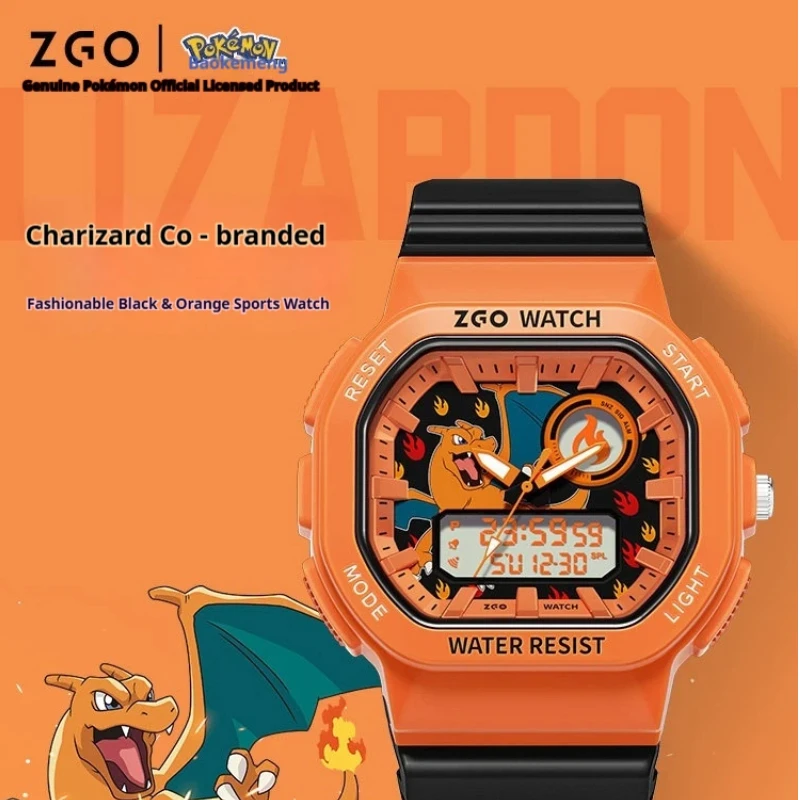 montre-numerique-zgo-pokemon-co-branded-charizard-noire-et-orange-resistante-a-l'eau-sportive-au-design-elegant-montre-electronique-pour-homme
