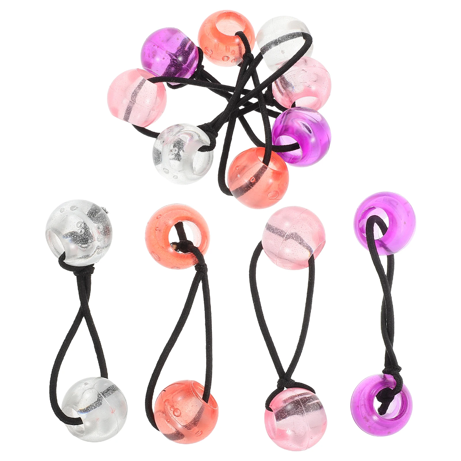 

8pcs Colorful Double Bead Hair Ropes Elastic Ponytail Holders Transparent Large Beads Kids Girls Accessories Cute Hair Ties