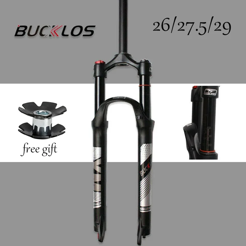 

BUCKLOS 26/27.5/29 Mountain Bike Fork Bicycle Air Suspension Fork Quick Release Damping Bike Forks Fit Disc Brake MTB Part