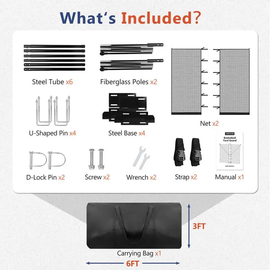 Basketball Rebounder Net 10x10 FT Large Yard Guard Basketball Net Catcher Backstop Net for Outdoor Hoops, Universal Fit for Roun