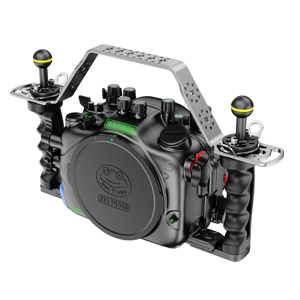 Seafrogs-防水アルミニウム合金カメラケース,ダイビングハウジング,新しいデザイン,sony a1,100m