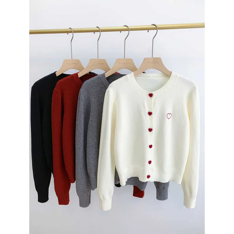 Ele Long Sve ニット カーディガン セーター 刺繍入り ノット 秋冬 ファッション アウター レディース