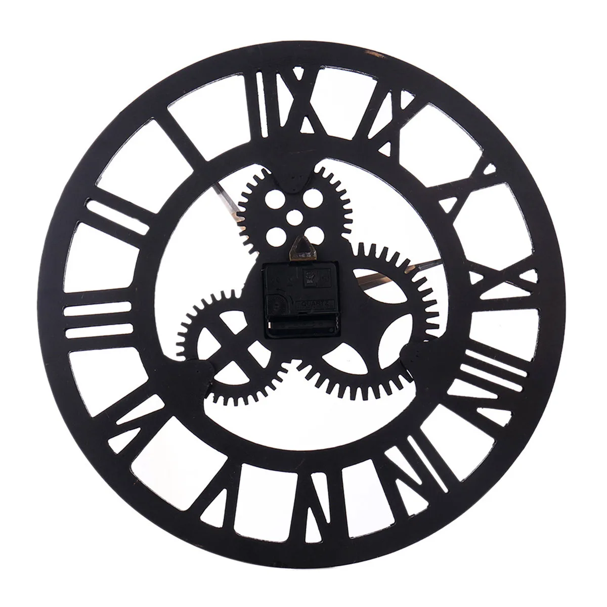 

40Cm Wooden Vintage Wall Clock Retro 3D Roman Numerals Silent Gear Decorative Hanging Clock For Home Office Bar Living Room