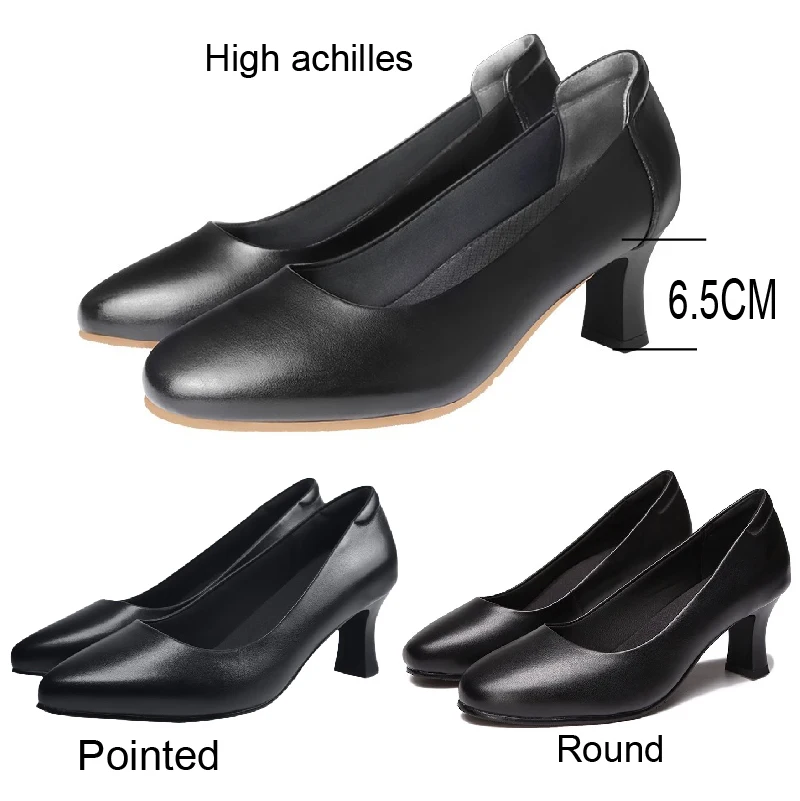 6.5cm Comfort Genuine cow Leather Breathable Work Shoes For Flight Female Stewardess Air Crew Waiter Attendant  Trainmaner