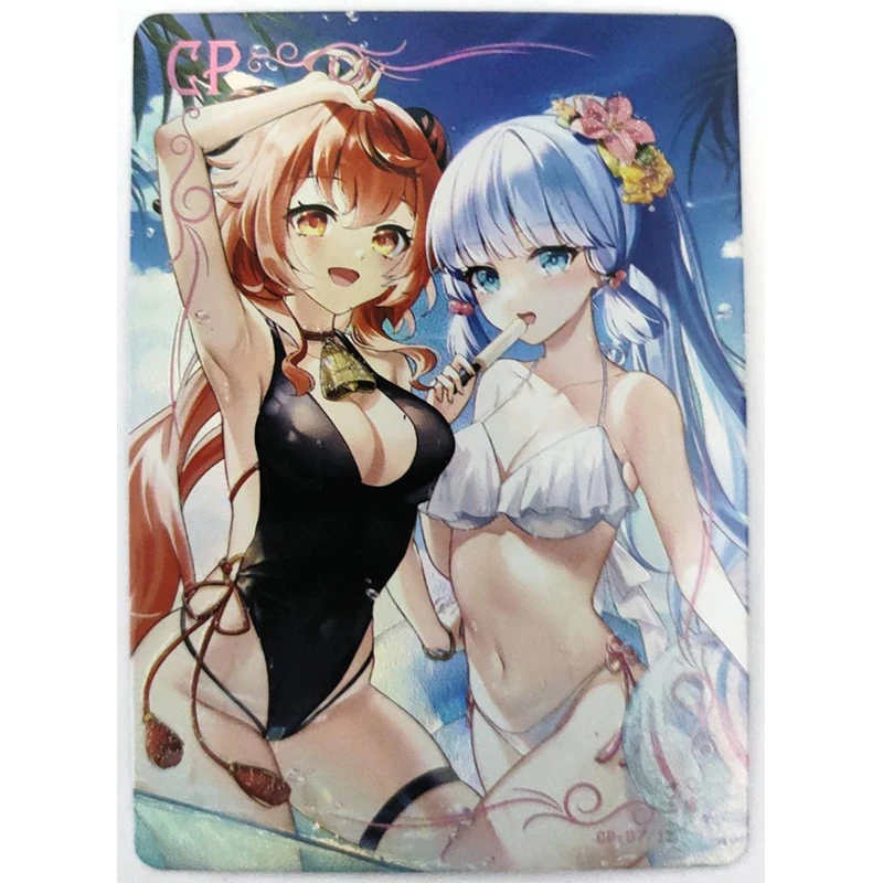 Cartes flash réfractives Rem Ram Kamisato Ayaka Hu Tao pour garçons, cartes à collectionner Anime Goddess Story Rare CP, cadeaux d'anniversaire