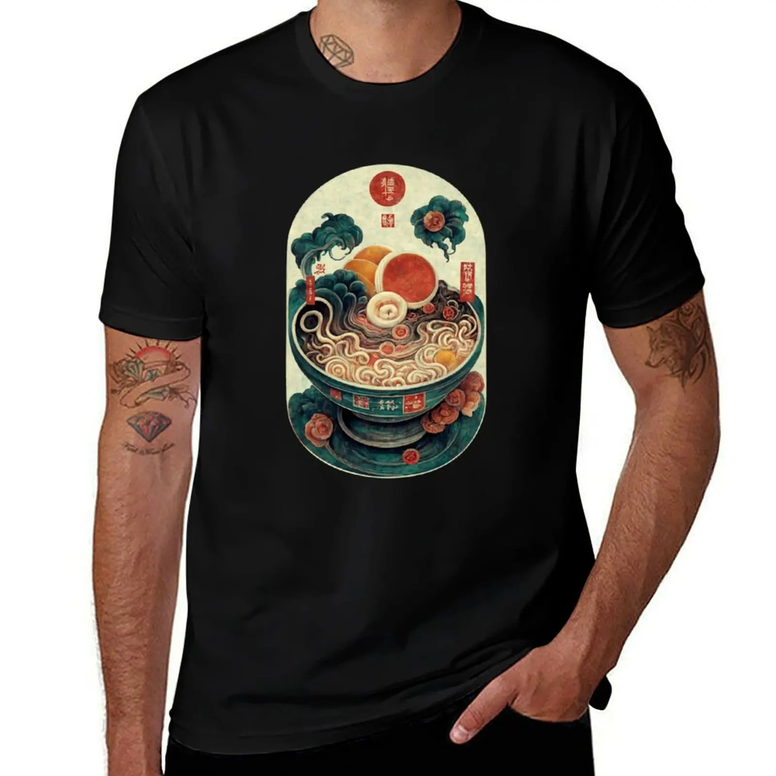

Kawaii Great Ramen Wave: The Kanagawa Ramen Ocean Wave Art Voyage T-Shirt t shirts for man pack white T-Shirt