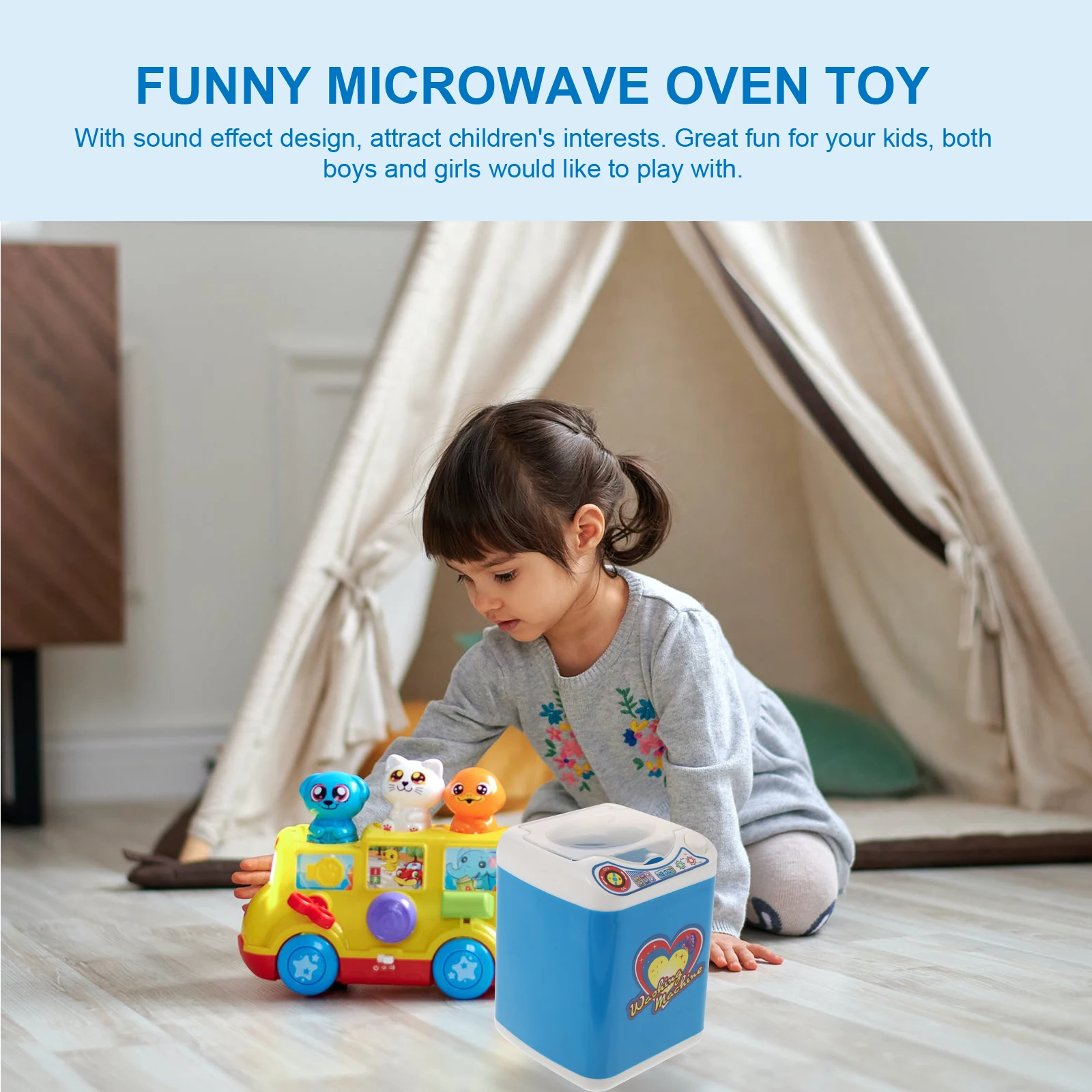 Simulation Mini Washing Machine for Kids Pretend Play Laundry Playset Washer Toy