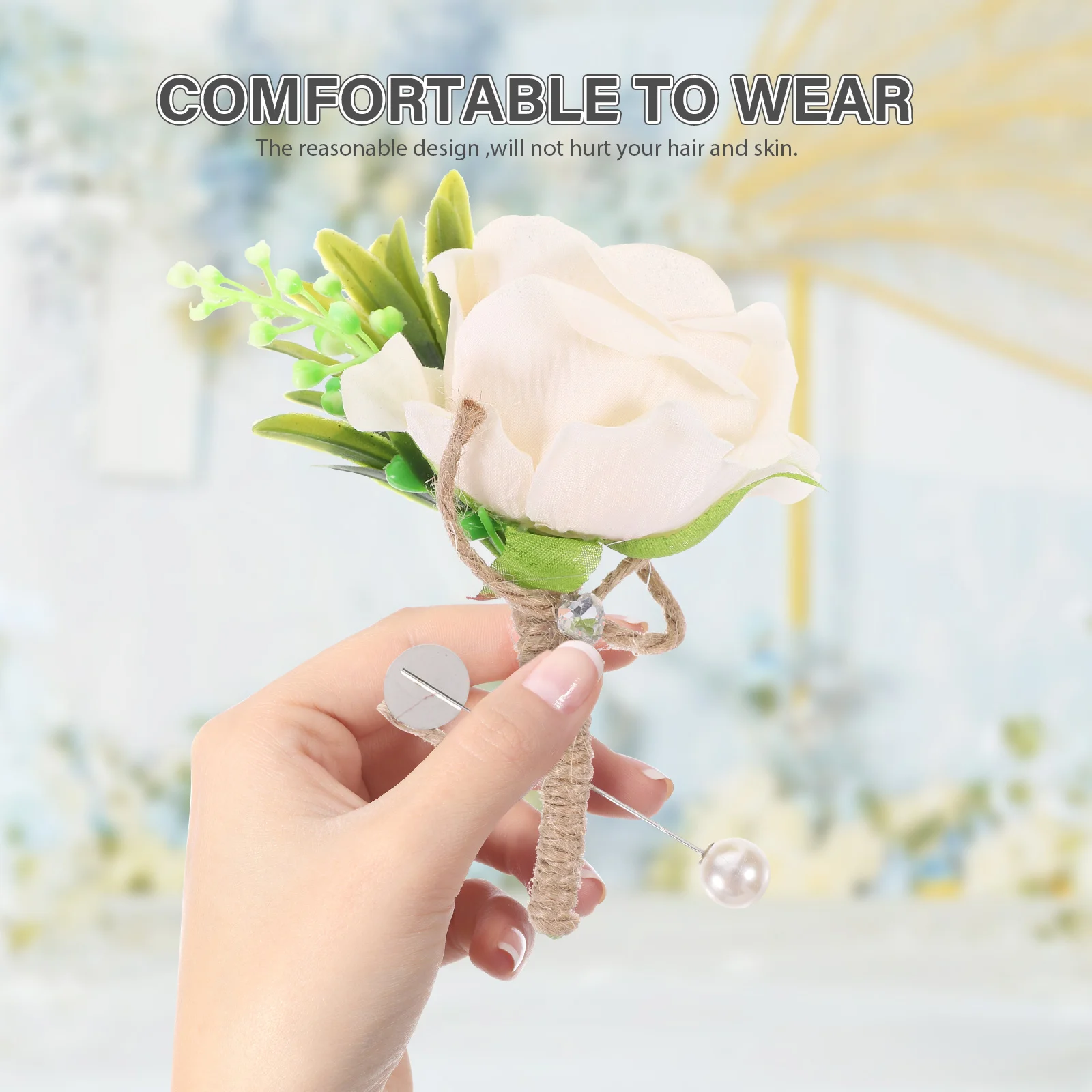 

Artificial Flower Wrist Corsage Boutonniere Set Wedding Supplies Bridesmaid Fake Flowers Decorative Bride Party Accessories