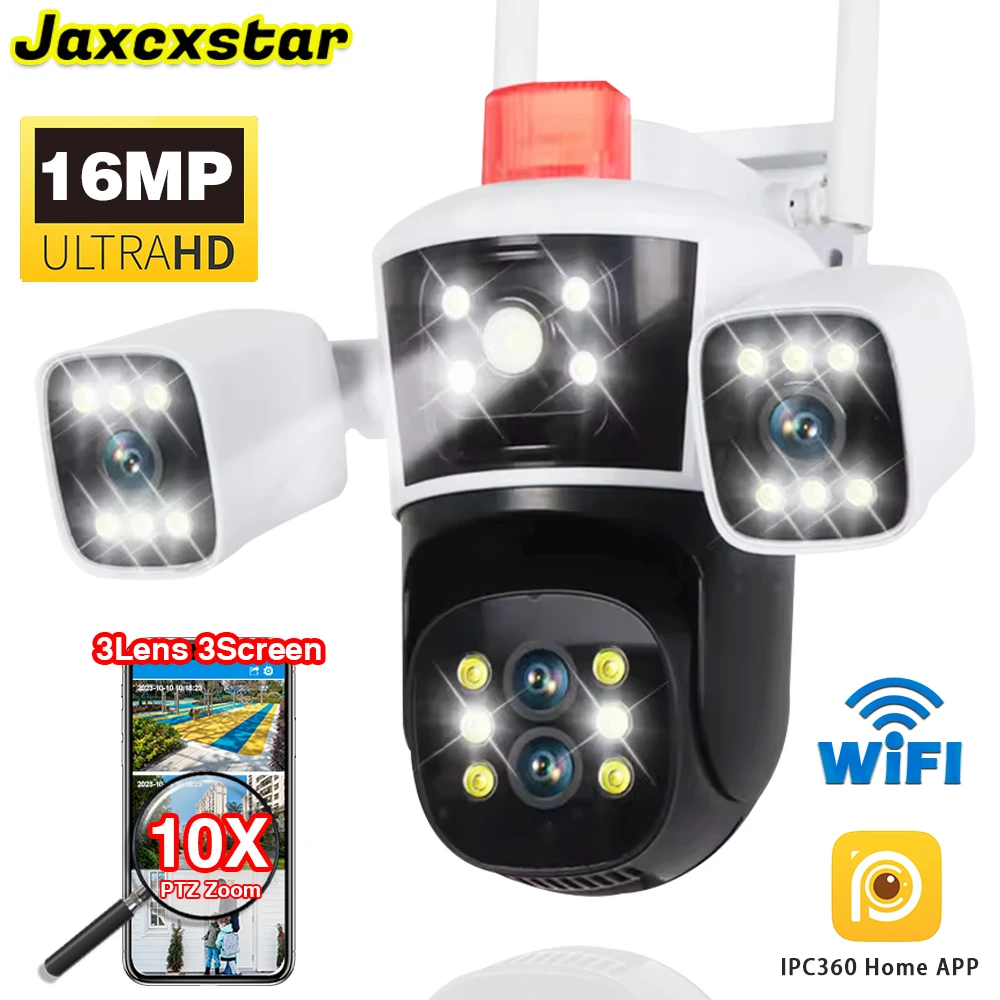 

16MP 10X Zoom 8K WiFi Waterproof IPCamera Outdoor 6K Four Lens Three Screens Human Auto Tracking CCTV Video Surveillance Cameras