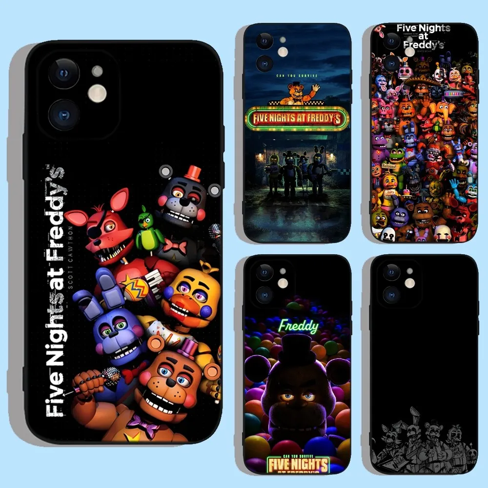 FNAF F-Five N-Nights at-Freddys Phone Case For Apple iPhone 15,14,13,12,11,XS,XR,X,8,7,Pro,Max,Plus,mini Silicone Black Cover