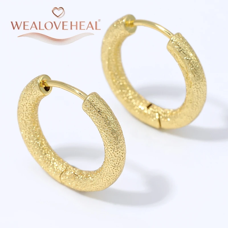1 Paar 18K vergoldete Messing-Creolen mit matter Textur für Damen, 19,5x19mm, klobige Ohrringe für den täglichen Gebrauch, Partys oder als Geschenk – Detail 19