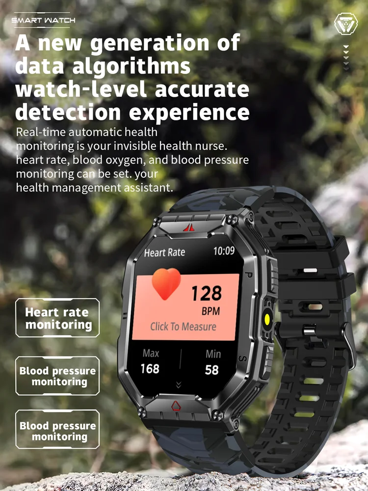 Time Owner Smartwatch ECG Heart Rate Blood Pressure Health Monitoring Outdoor exercise pedometer with flashlight Smart Watch